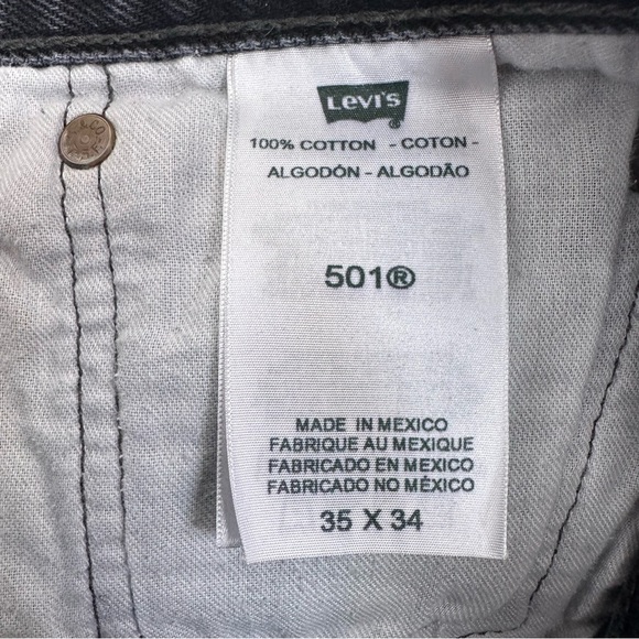 Levi’s Men’s size 35 x 33 Washed Black 501 Original Straight Fit Jeans - Picture 12 of 14